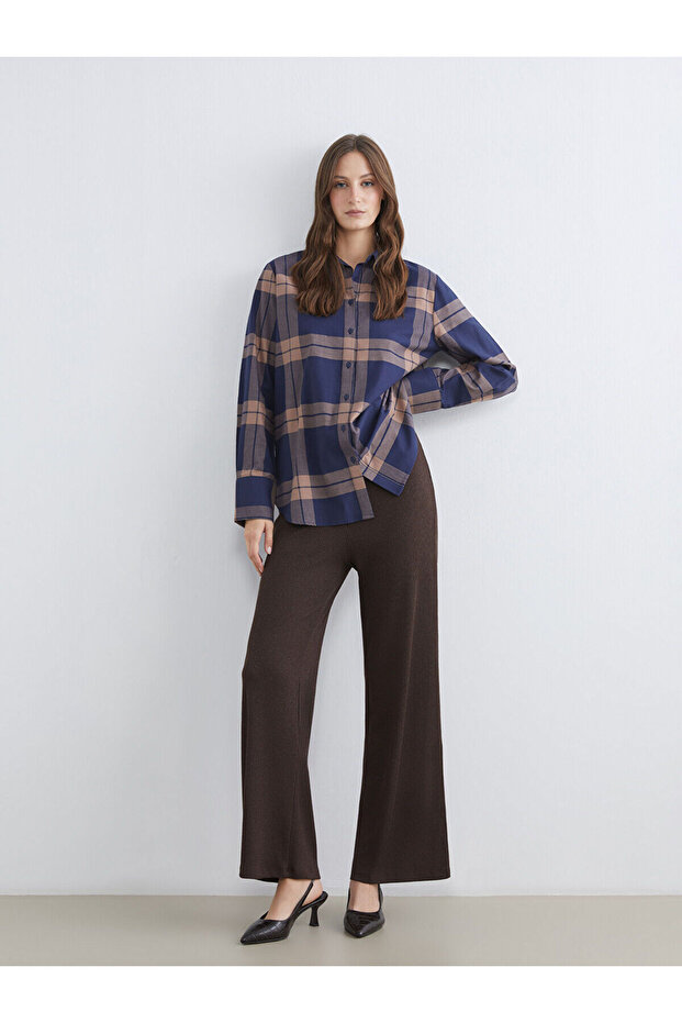 Wide Leg Women's Trousers with Elastic Waist