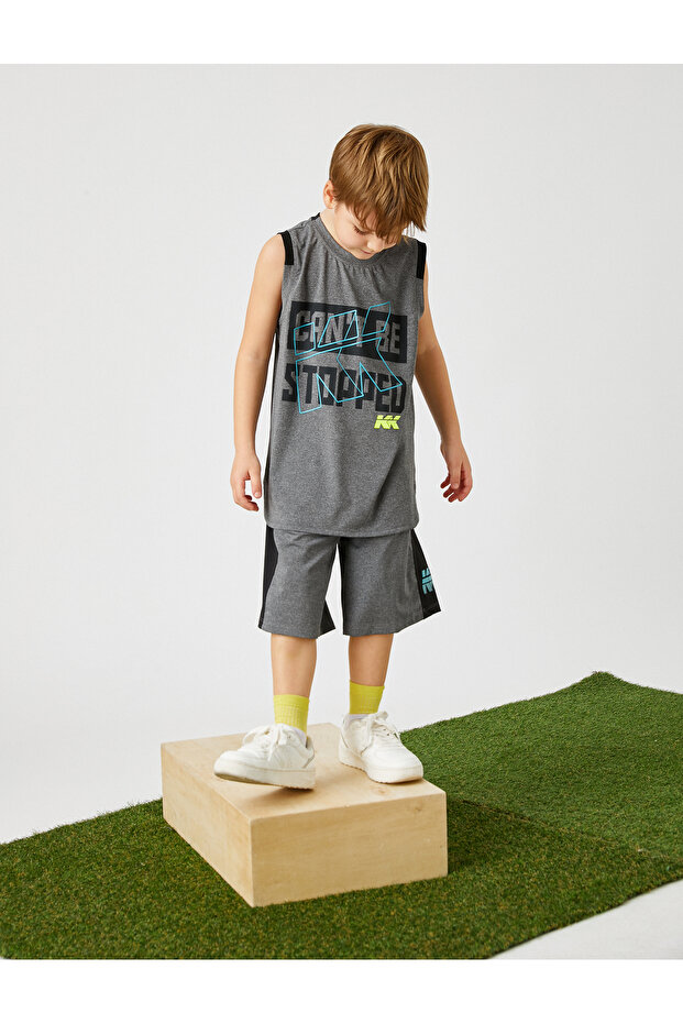 Bermuda Shorts Elastic Waist Tied Printed