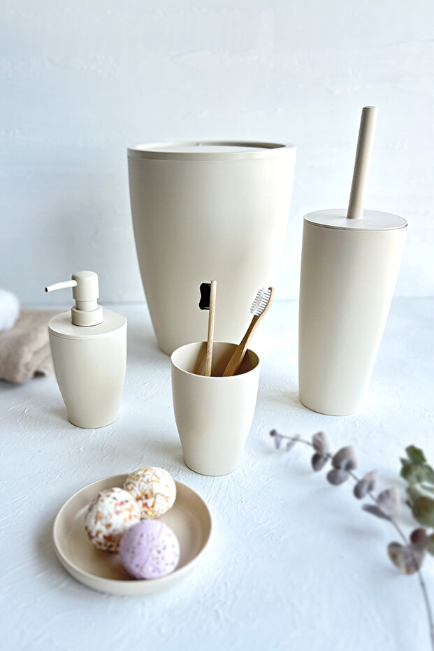 Pure Banyo Seti - 5'li Bej - 1