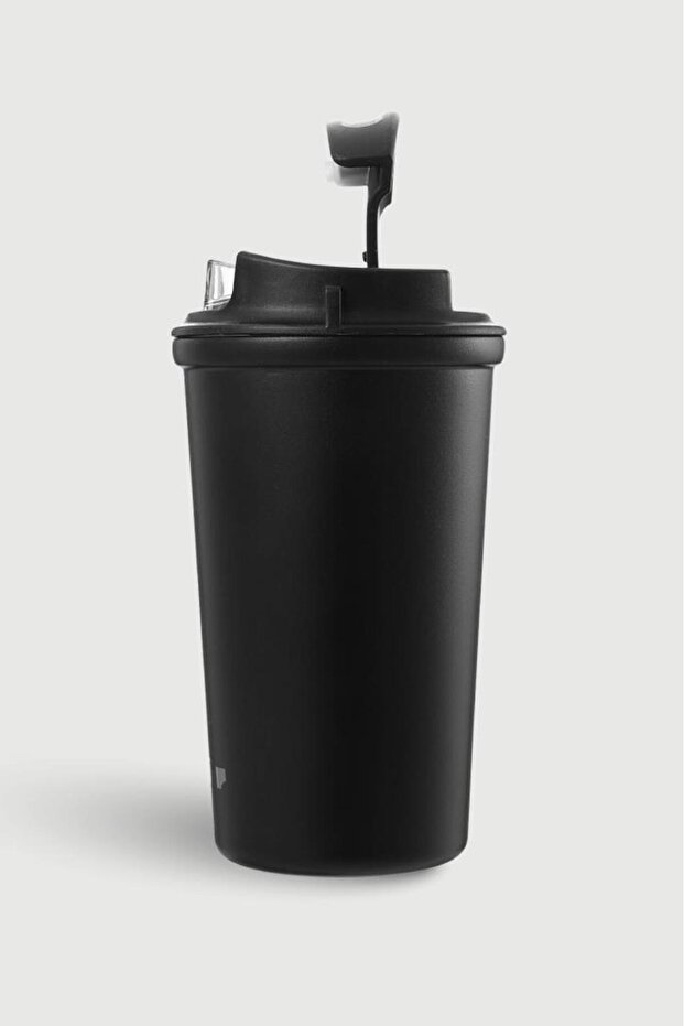4 Work Flip Open Coffee Mug Çelik Termos 400 ML Black ST-250 - 5