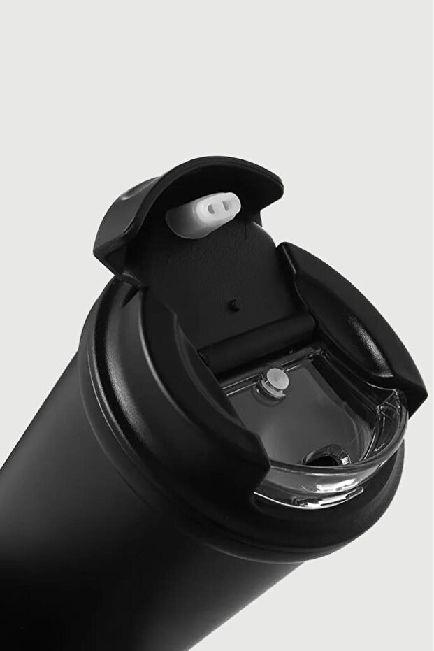 4 Work Flip Open Coffee Mug Çelik Termos 400 ML Black ST-250 - 3