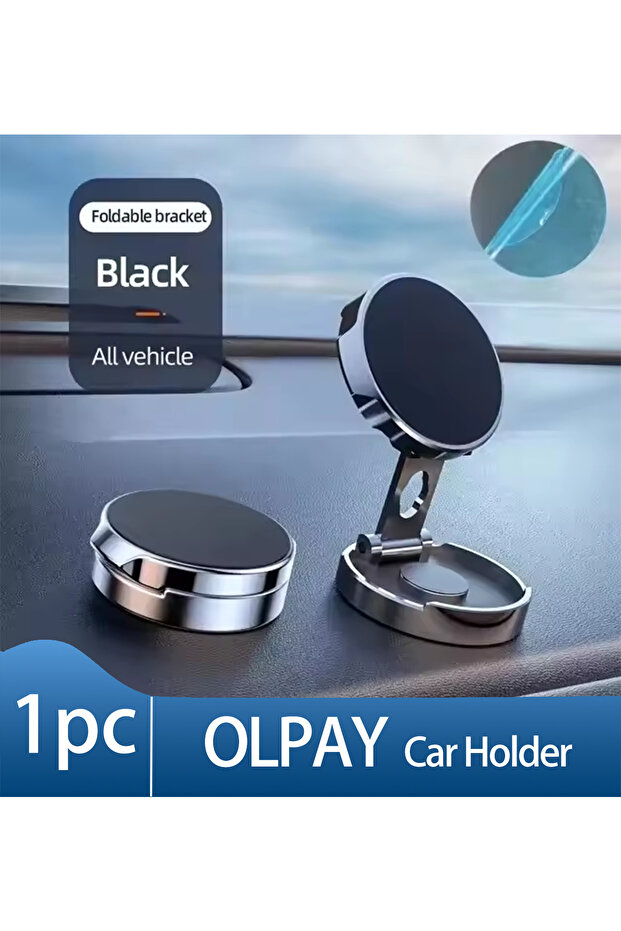 Black 2024 Magnetic Car Phone Holder – 720° Foldable, Universal Mount