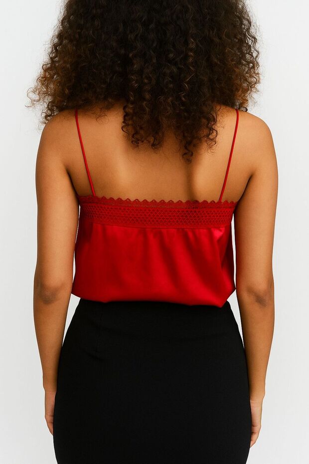 Saten askılı bluz - 4