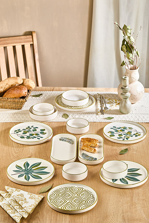 14 Piece Stackable Fall Leaf Breakfast Set for 6 People - Luxury Breakfast Presentation Set Plate - 4