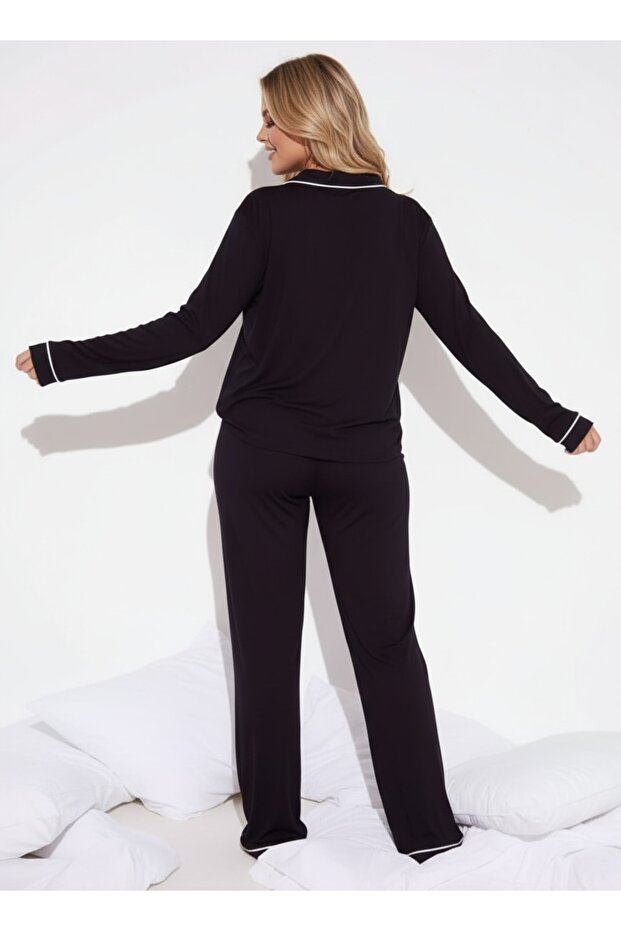 Buttoned Piping Pajama Set - 3