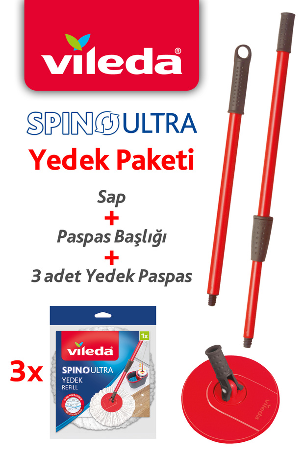 Spino Ultra Spare Handle Head Pack 3 Spare Mop