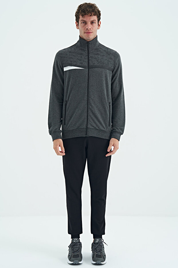Harry Anthracite Melange - Black Standard Fit Men's Tracksuit - 85197