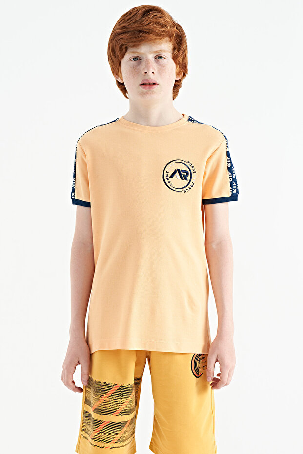 Melon Inside Shoulder Print Detailed Standard Fit O Neck Boys T-Shirt - 11121