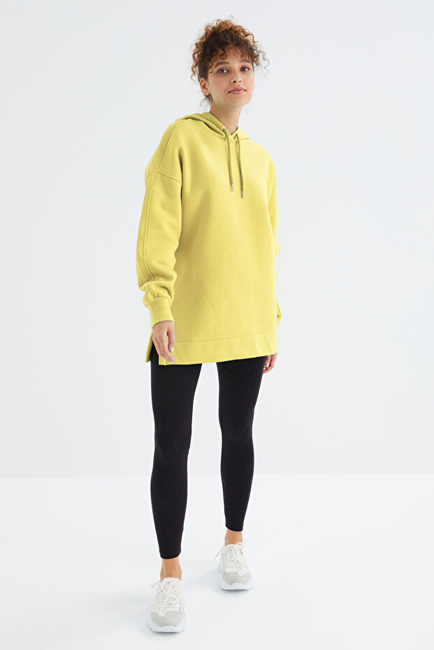 Limon Reglan Kol Basic Kapüşonlu Oversize Sweatshirt Tunik- 97242 - 7