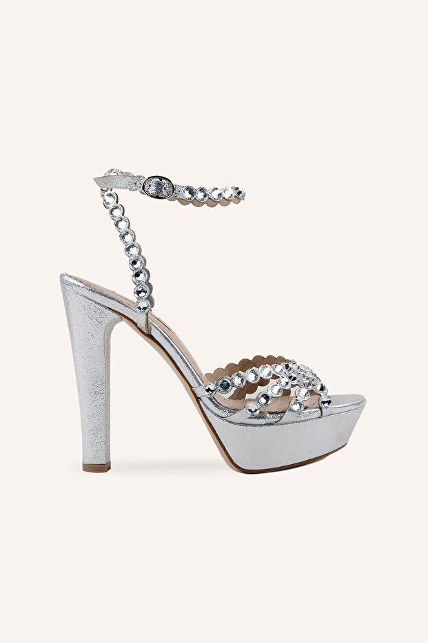 Silver Alise Platform Heeled Shoes