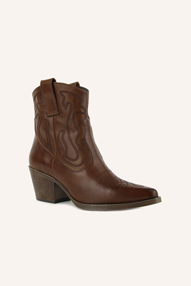 Taba Texas Topuklu Deri Bot - 2