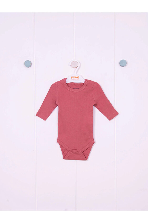 Kidaxi Long Sleeve Baby Dark Pink Body with Snap Fasteners