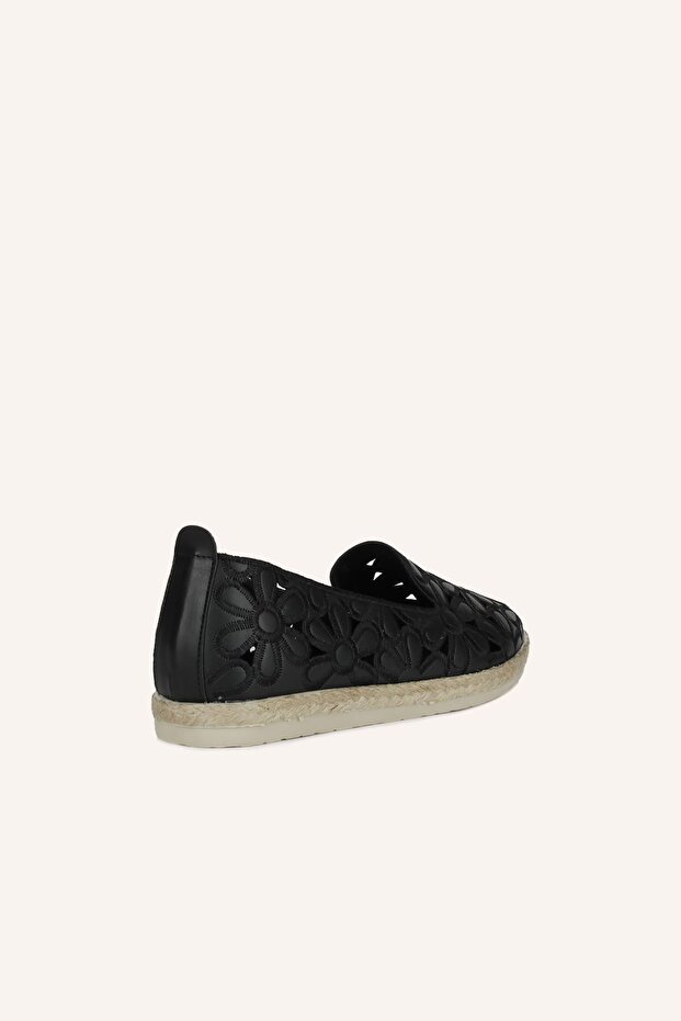 Siyah Çiçek Espadril - 4