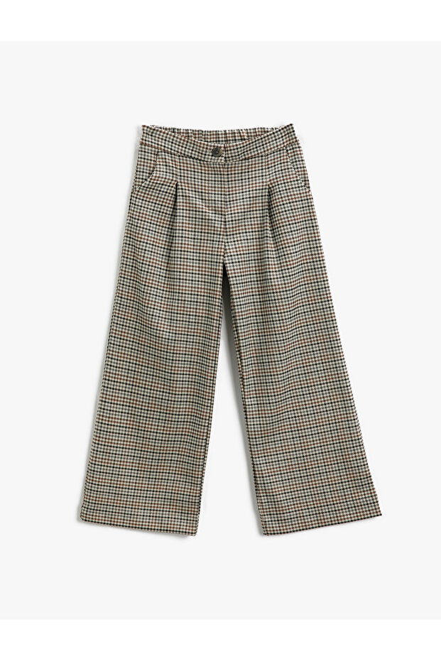 Wide Leg Trousers Pleated Detailed Button Closure Pockets