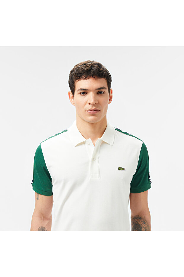Erkek Regular Fit Renk Bloklu Beyaz Polo - 4