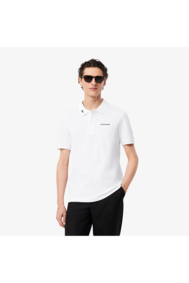 L.12.12 Erkek Regular Fit Baskılı Beyaz Polo - 1