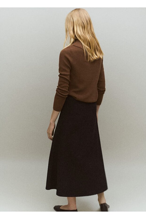 Düğmeli asimetrik yaka kazak - 4