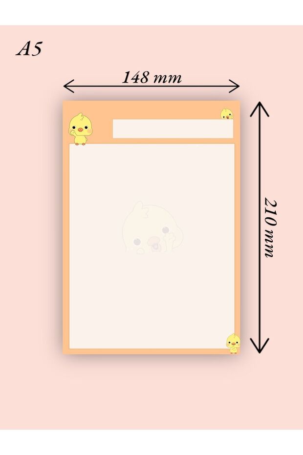 Chick Patterned A4-A5 Notepad Set - Memo Pad - 6