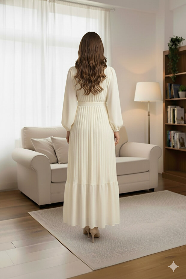 Piliseli Şifon Elbise - 2