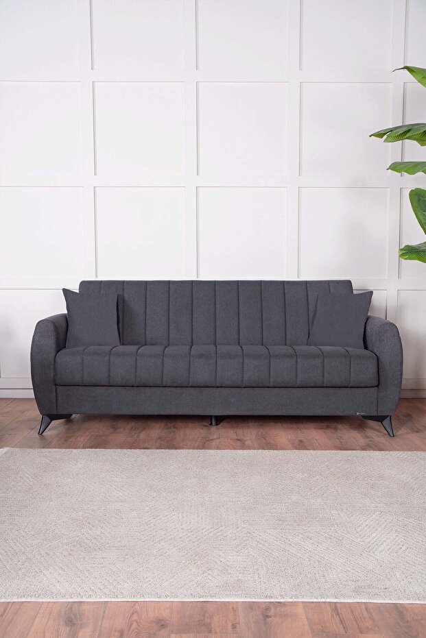 Kilim Mobilya Linda Üç Kişilik Kanepe Yüksek Ayaklı Gri