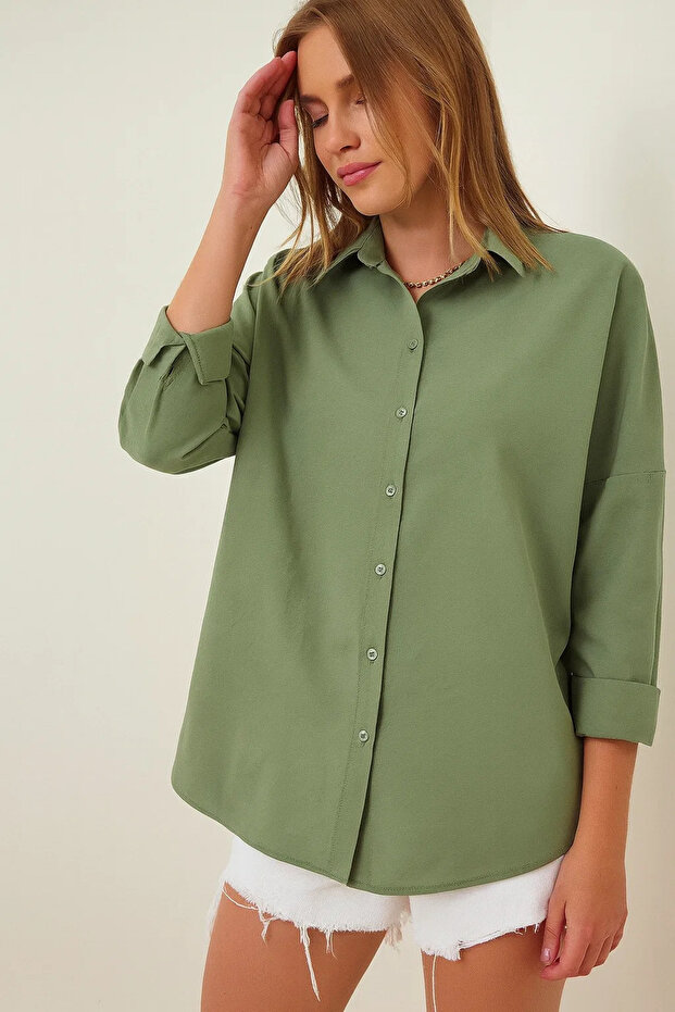 Kadın Oversize Uzun Basic Gömlek - 3