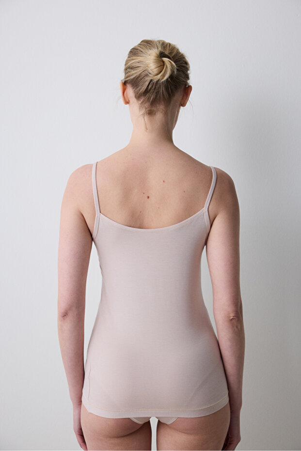 Aging Thin Strap Açık Bej Atlet - 5