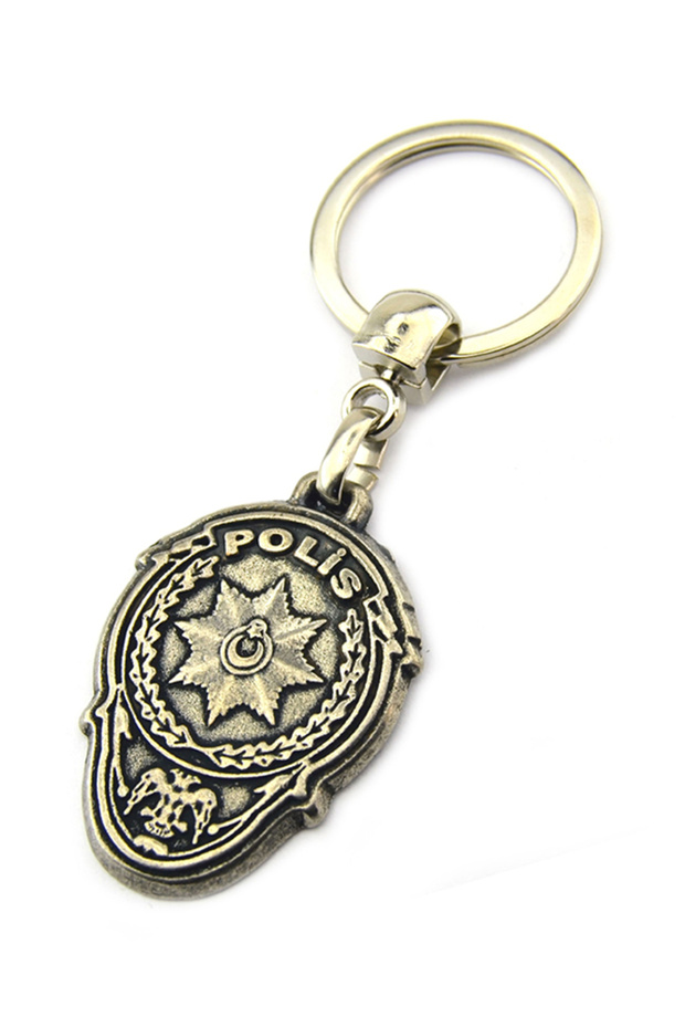 Police Emblem Keychain - Nickel Oxide