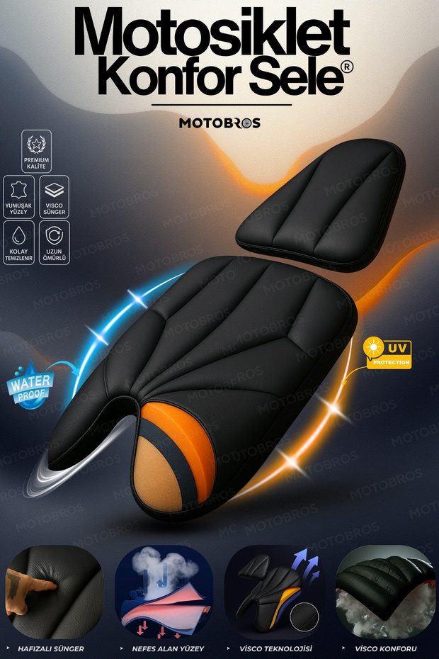 Motorcycle air-supported thick leather comfort seat cushion (premium model with visco sponge)