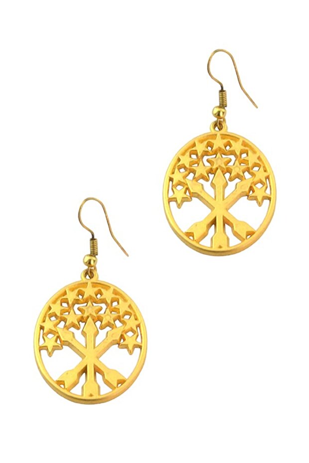 Matte Gold Look Earrings with Adygean Circassian Flag