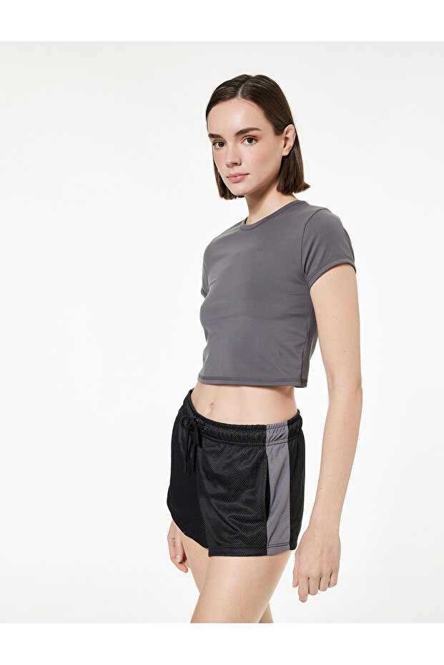 Slim Fit Short Sleeve Crew Neck Crop Sports T-Shirt