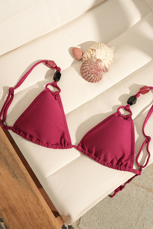 Vişne Üçgen Küçük Bikini Üst - 1