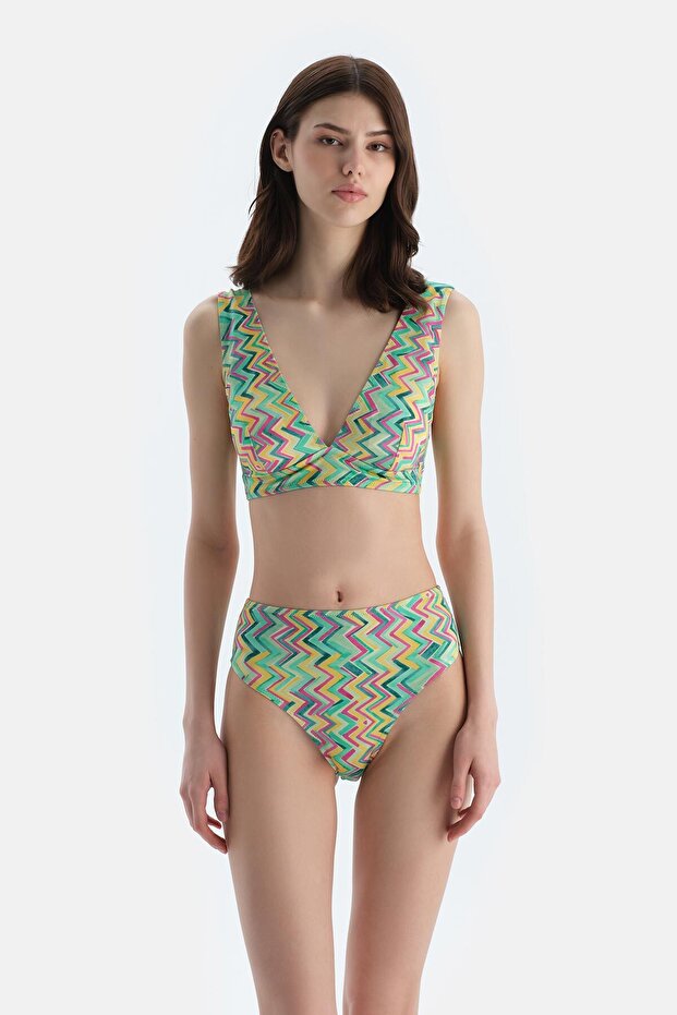 Multicolor Üçgen Geniş Bikini Üst - 4