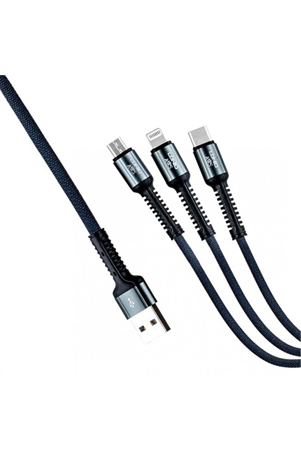 كابل شحن ونقل بيانات سريع 3 في 1 لـ Type-C و Micro-USB و Lightning - 1