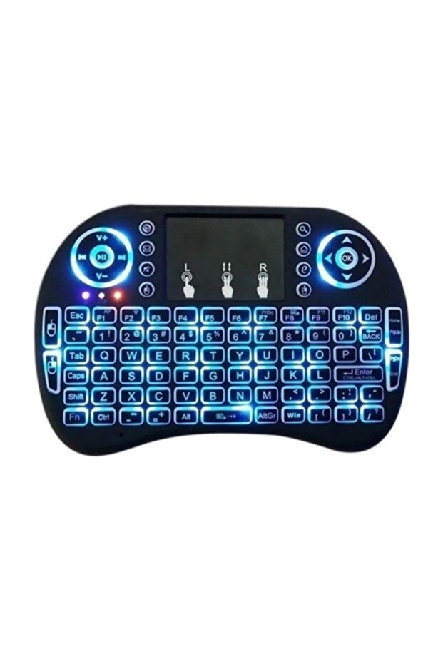 Işıklı Kablosuz Mini Klavye Tv Televizyon Ps3 Dokunmatik Mouse pilli ürün - 1