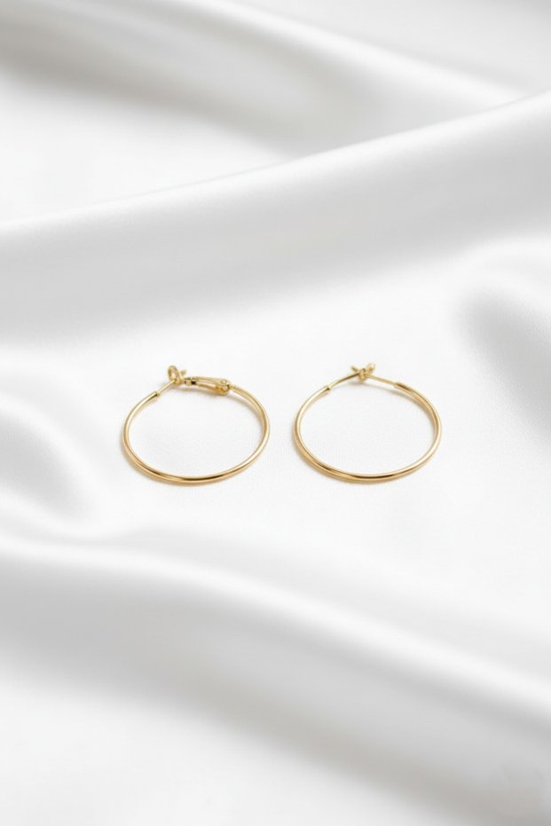 Halka Model Stainless Steel Gold Color Women's Earrings