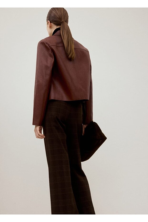 Deri görünümlü cepli ceket - 4