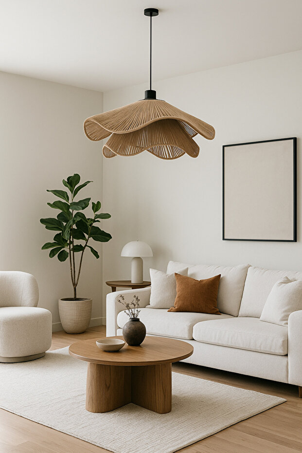 AFRALYA Handmade Tekli Sarkıt Avize Jüt Avize - 1