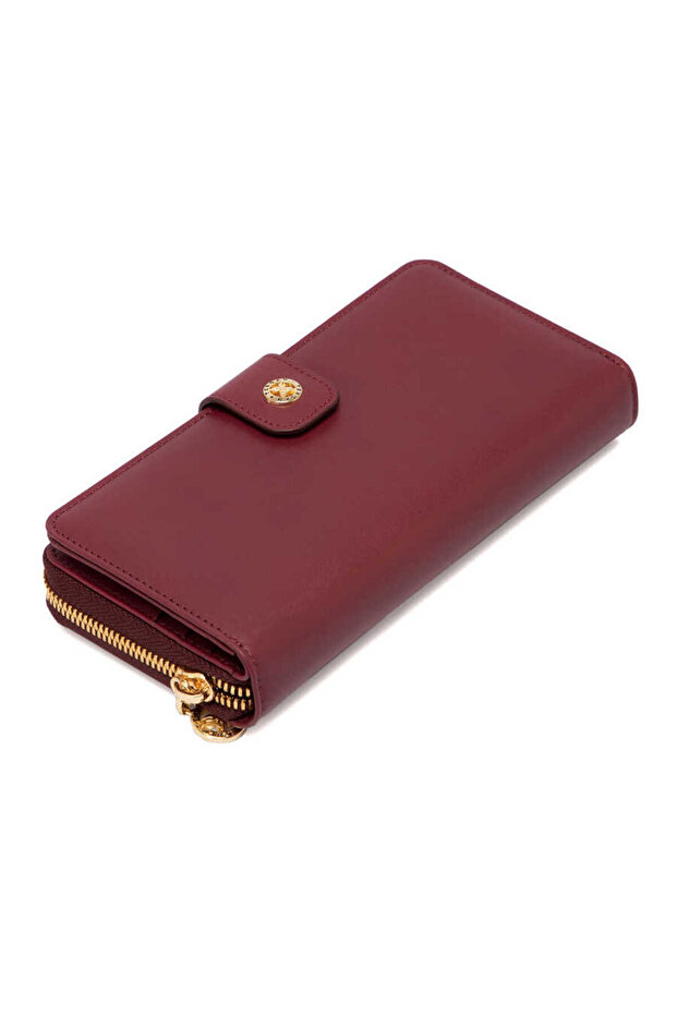 Claret Red Genuine Leather Women's Wallet - S1Cb00005789-X31