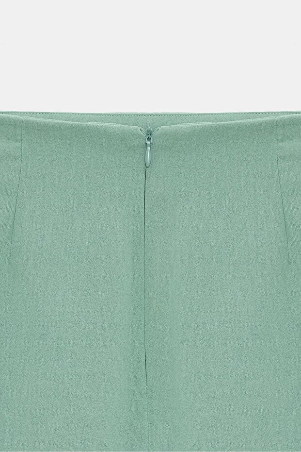 Mint Yırtmaçlı Mini Etek - 5