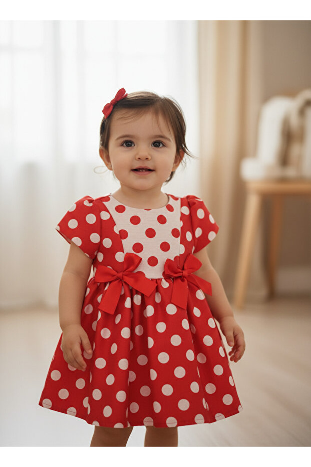 Puantiyeli Bebe Elbise - 6