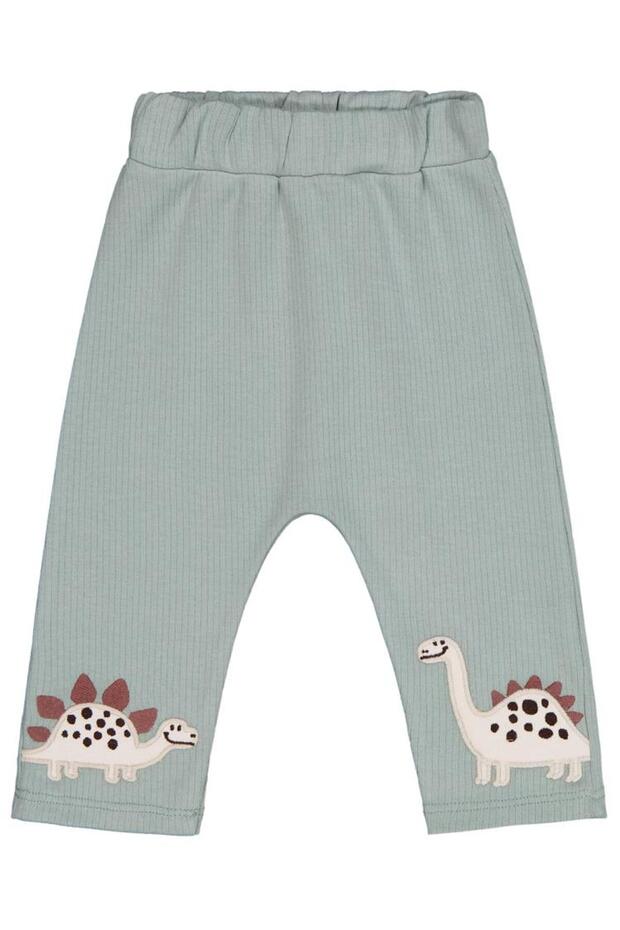 Dinosaur Embroidered Crib 6-18 Months Single Bottom Baby Crib - Green