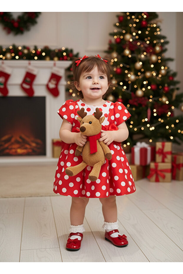 Puantiyeli Bebe Elbise - 3