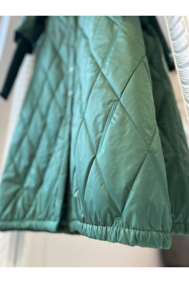 Yeşil Kapitone Mont - 8