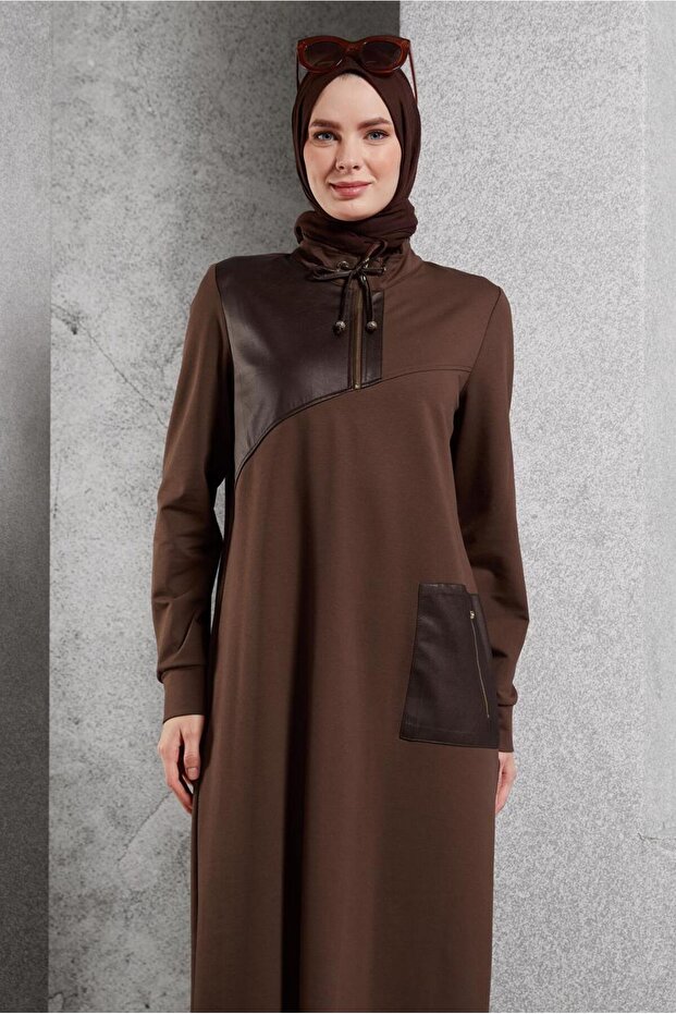 Zipper Collar Tracksuit Dress 45099