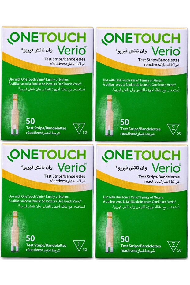 4 قطع من شرائط اختبار سكر الدم One Touch Verio - عبوة من 50 شريطًا