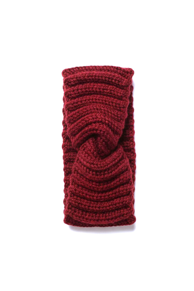 Burgundy Ruched Handmade Knitted Bandana