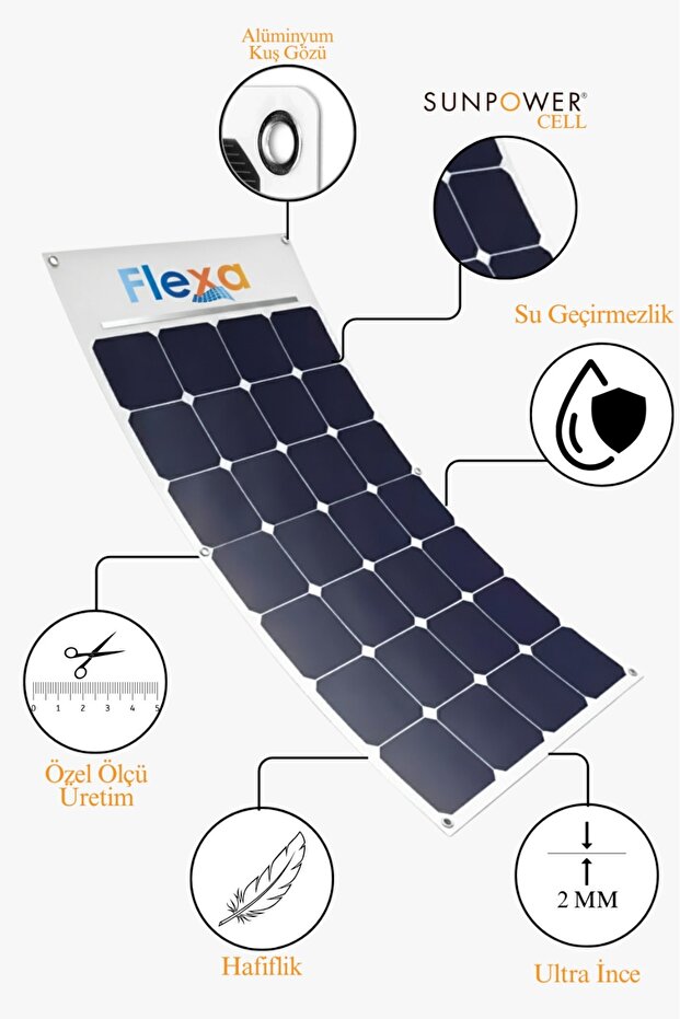 130 Watt Sunpower Cell Esnek Güneş Paneli - 2