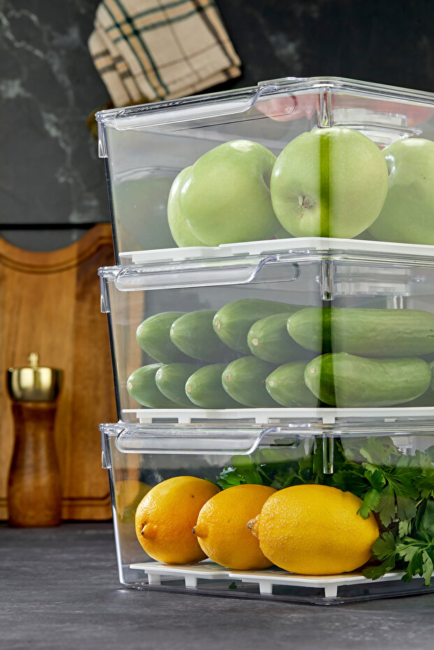 Gloss AirControl XL 3’lü Süzgeçli Havalandırmalı Kapaklı Buzdolabı & Dolap İçi Düzenleyici 4.5 Lt - 5