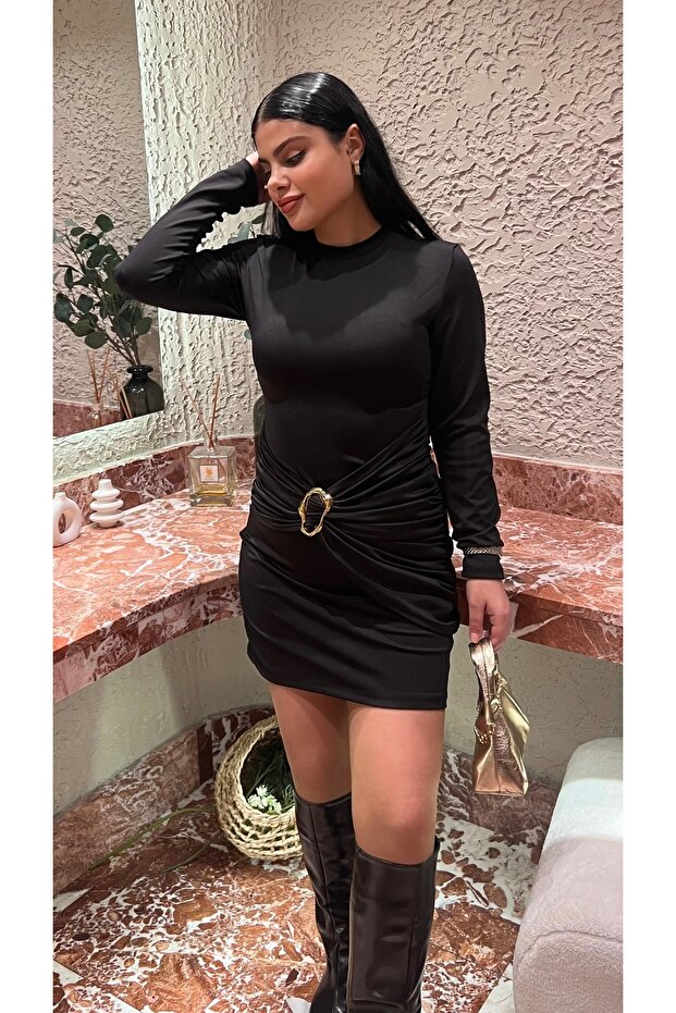 SİYAH DALGIÇ TOKALI ELBİSE - 1