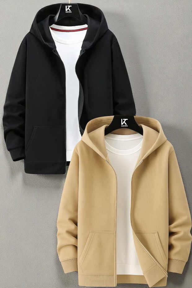 2-Piece Hooded Unisex Zippered Sweatshirt / Cardigan
